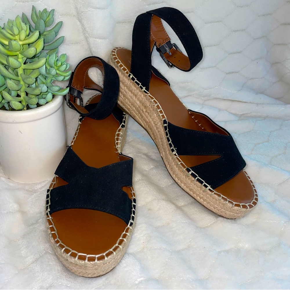 Franco Sarto Pellia Suede Espadrille Platform Sandals Black
